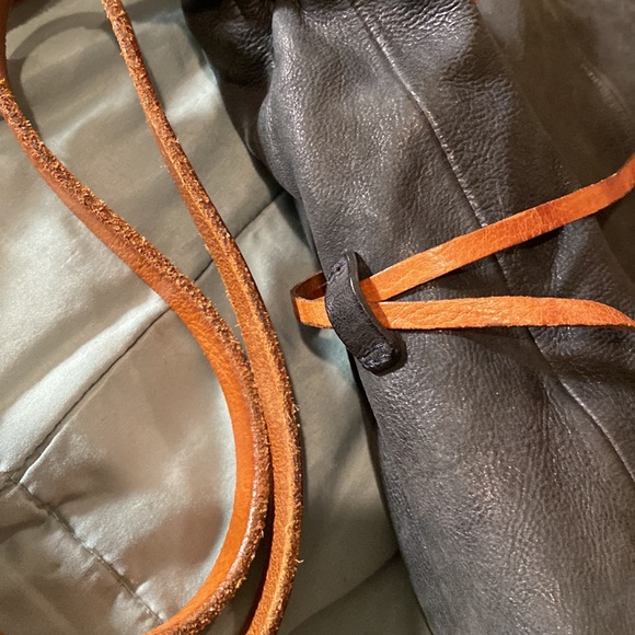 🤩HP🤩AS 98 Black Leather Satchel Shoulder Bag w/Brown Leather Straps & slide! - Picture 14 of 16